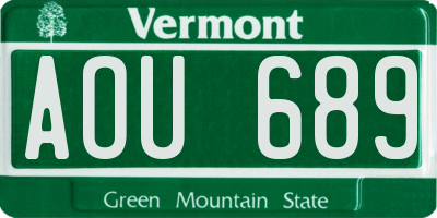 VT license plate AOU689