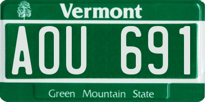 VT license plate AOU691