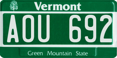 VT license plate AOU692