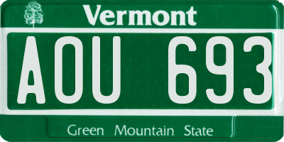 VT license plate AOU693