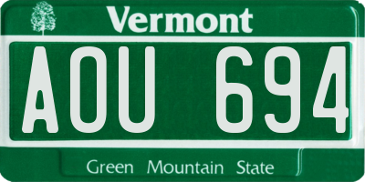 VT license plate AOU694