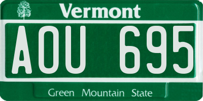 VT license plate AOU695