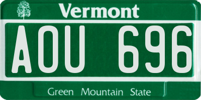 VT license plate AOU696