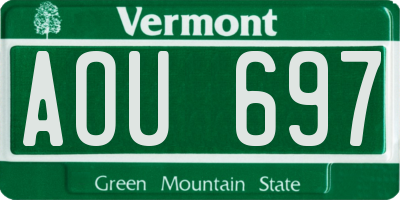 VT license plate AOU697
