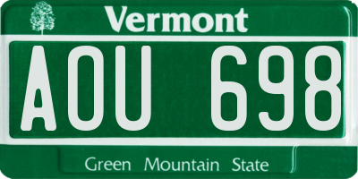 VT license plate AOU698