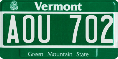 VT license plate AOU702