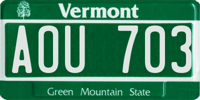 VT license plate AOU703