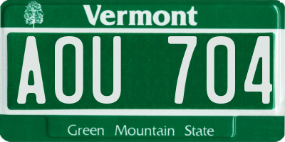 VT license plate AOU704