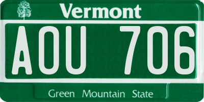 VT license plate AOU706