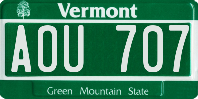 VT license plate AOU707