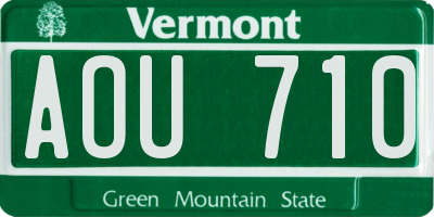 VT license plate AOU710