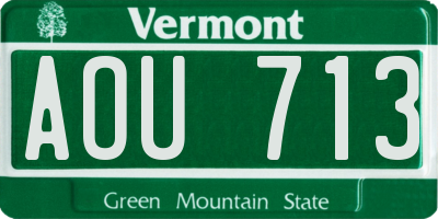 VT license plate AOU713