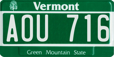 VT license plate AOU716