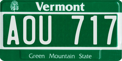VT license plate AOU717