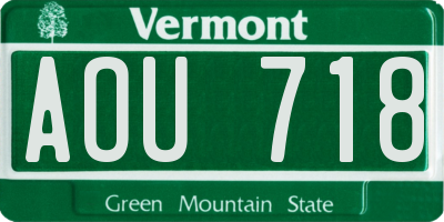 VT license plate AOU718