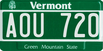 VT license plate AOU720