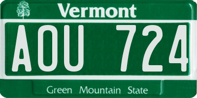 VT license plate AOU724
