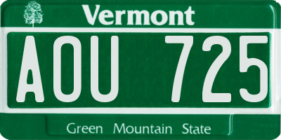VT license plate AOU725