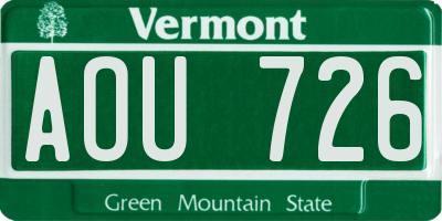 VT license plate AOU726