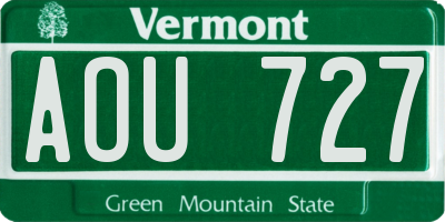 VT license plate AOU727