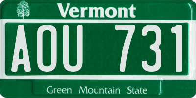 VT license plate AOU731