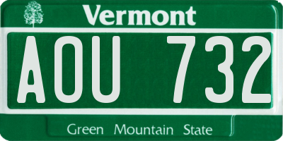 VT license plate AOU732