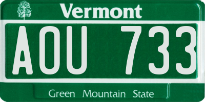 VT license plate AOU733