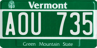 VT license plate AOU735