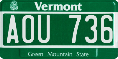 VT license plate AOU736