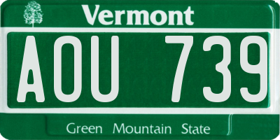 VT license plate AOU739