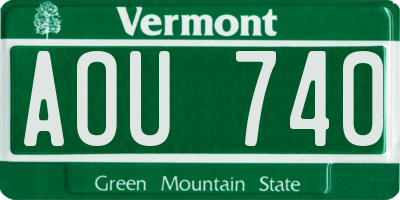 VT license plate AOU740