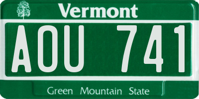 VT license plate AOU741