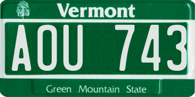 VT license plate AOU743
