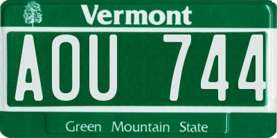 VT license plate AOU744