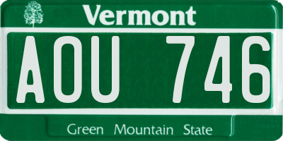 VT license plate AOU746