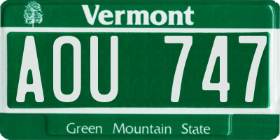 VT license plate AOU747