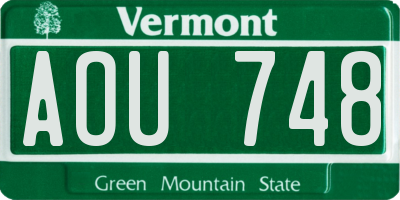 VT license plate AOU748