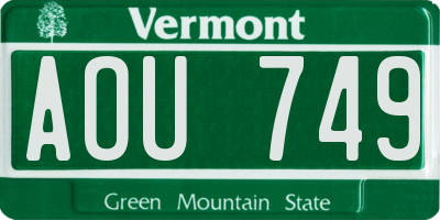 VT license plate AOU749