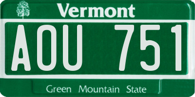 VT license plate AOU751