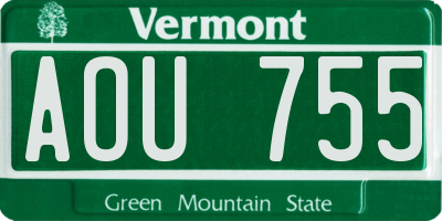VT license plate AOU755