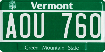 VT license plate AOU760