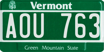 VT license plate AOU763
