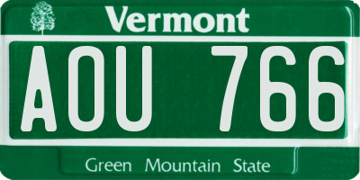 VT license plate AOU766