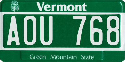VT license plate AOU768