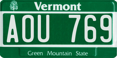 VT license plate AOU769
