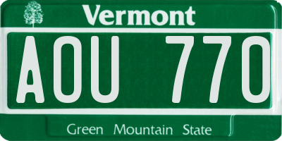 VT license plate AOU770