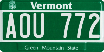 VT license plate AOU772