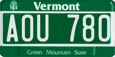 VT license plate AOU780