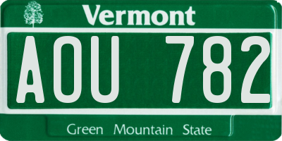 VT license plate AOU782
