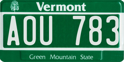 VT license plate AOU783